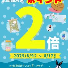 お盆期間中のお買いものでポイント2倍🌻🐰