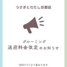 グルーミングの送迎料金改定のお知らせ