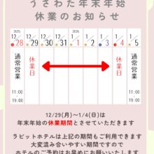 🐰うさわた年末年始休業日のお知らせ🐰