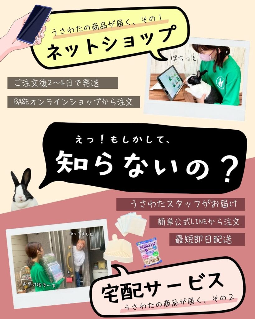 うさわたの便利な飼育用品配送サービス知ってますか？